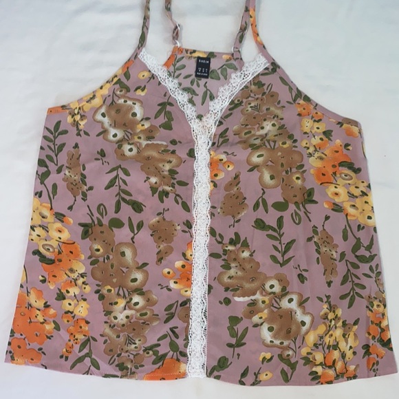 New 🌟 SHEIN Mauve Floral Lace Camisole Tank Medium - Picture 5 of 11